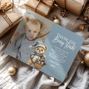 Blue Thank You Beary Christmas Holiday Bear Card