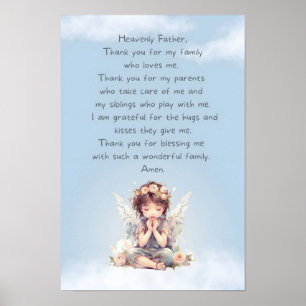 Blue Thank You Child Prayer Poster