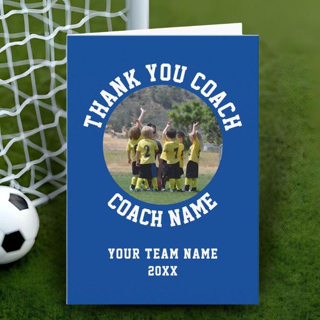 Blue Thank you Coach Card Team Name Photo (Creator Uploaded)