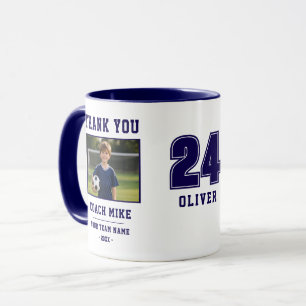 Blue Thank you Coach Team Name Number Photo Mug