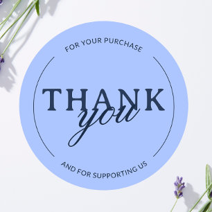 Blue Thank you Feminine Minimalist Sticker