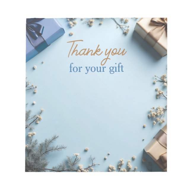 Blue Thank You For Your Gift Message Notepad  (Front)