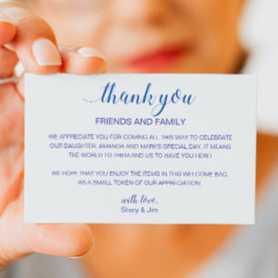 Blue Thank You Gift Basket Accommodation Wedding Place Card