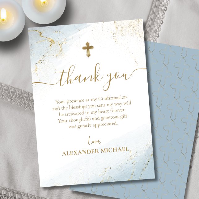 Blue Thank You Gold Cross Boy Confirmation (Creator Uploaded)