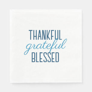 Blue Thankful Grateful Blessed Napkin