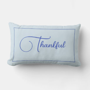 Blue thankful lumbar Pillow reversible