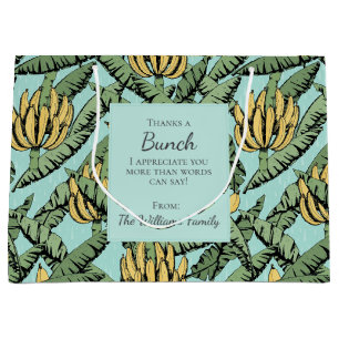 Blue Thanks a Bunch Tropical Bananas Appreciation Large Gift Bag