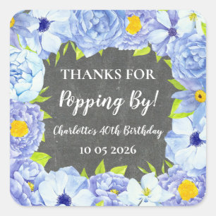 Blue Thanks for Popping By Birthday Tag