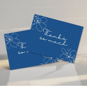 Blue "Thanks So Much" Hand-Drawn Wildflower Thank You Card