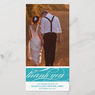 BLUE THANKS   WEDDING THANK YOU CARD
