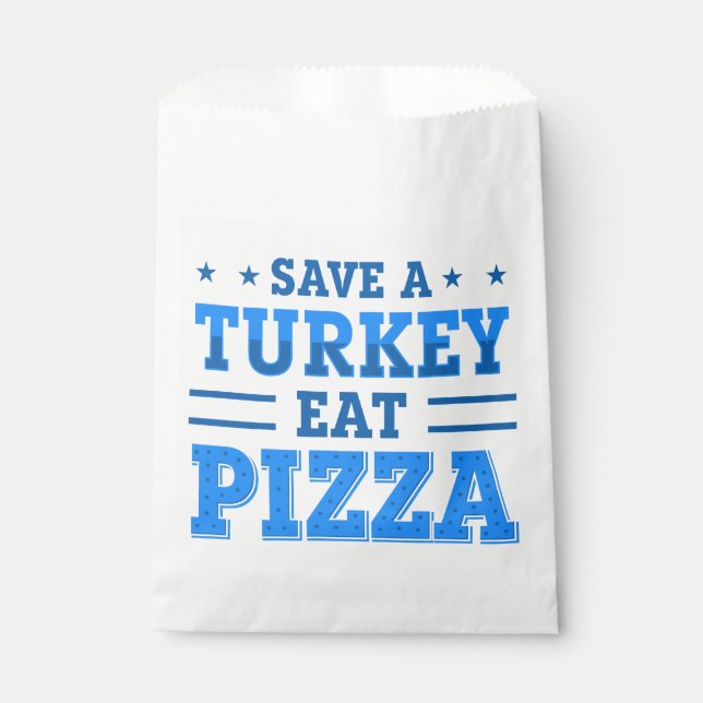 blue thanksgiving save turkey pizza  favour bag (Front)