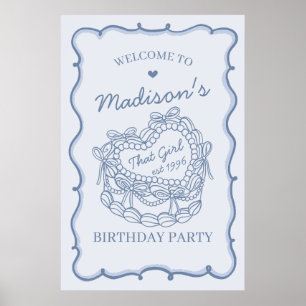 Blue That Girl Coquette Cake Birthday Welcome Poster