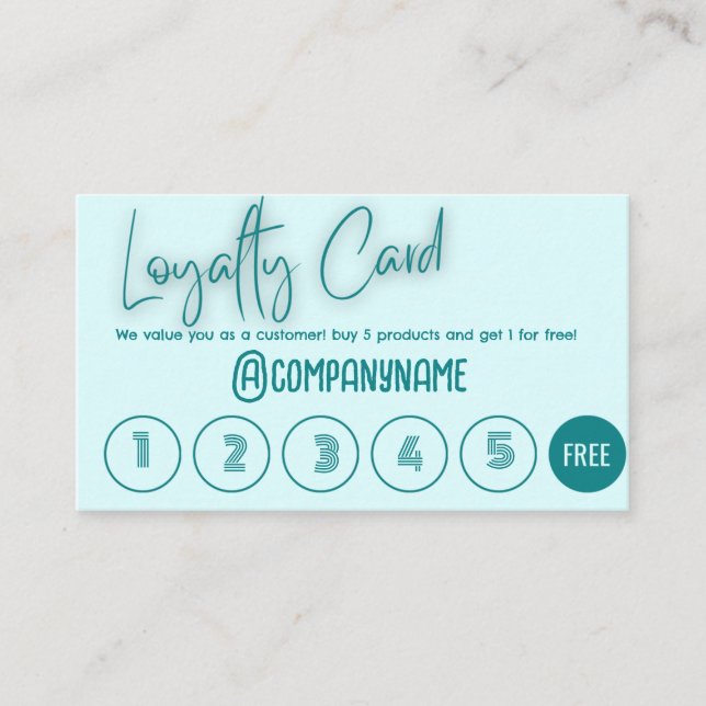 Blue Themed Loyalty Cards for Businesses (Front)