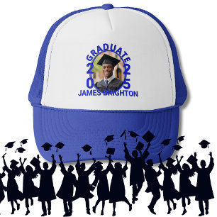 Blue Themed Photo Graduate Trucker Hat