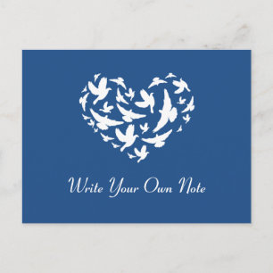 Blue Themed Wedding Bird Heart Thank You Postcard