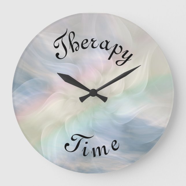 Blue Therapy Time Rainbow Mandala Large Clock (Front)
