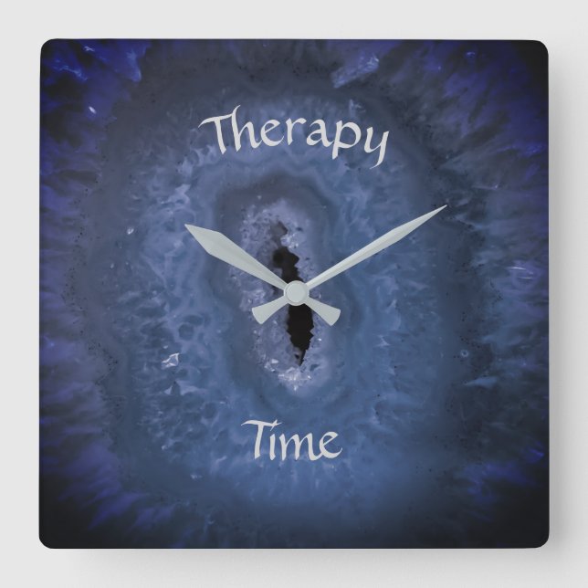 Blue Therapy Time Square Wall Clock (Front)