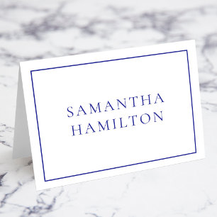 Blue Thin Line Border Individual Name Place Cards