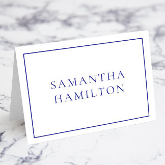 Blue Thin Line Border Individual Name Place Cards