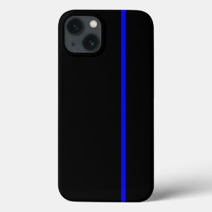 Blue Thin Vertical Line on Black iPhone 13 Case