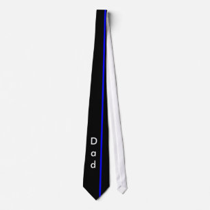 Blue Thin Vertical Line on Black Dad Tie