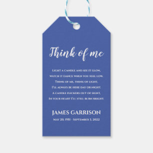 Blue Think Of Me Celebration of Life Candle Gift T Tags