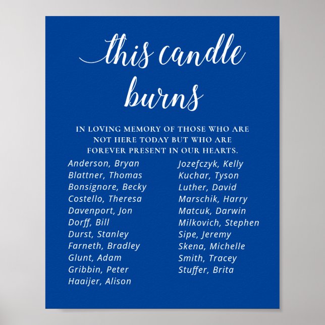 Blue This Candle Burns Class Reunion Memorial Poster (Front)