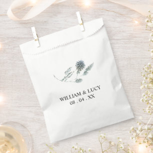 Blue thistle botanical floral wedding favour bag