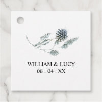 Blue thistle botanical floral wedding thank you gi