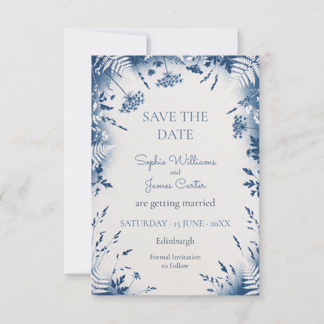 Blue Thistle Eucalyptus Save The Date (Front)