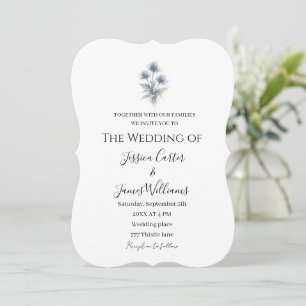 Blue Thistle Scottish Scotland Simple Wedding Invitation