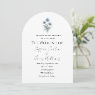 Blue Thistle Scottish Scotland Simple Wedding Invitation