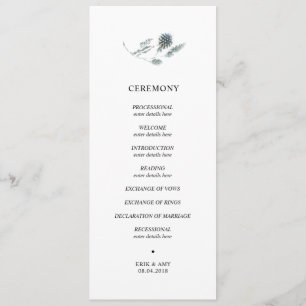 Blue thistle wedding ceremony program