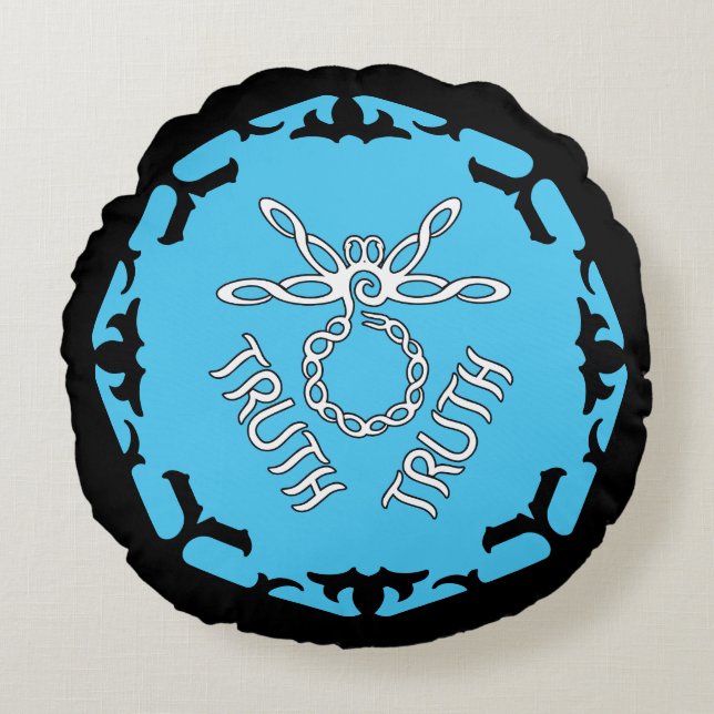 Blue Throat Chakra "Truth" Dragonfly Round Cushion (Front)