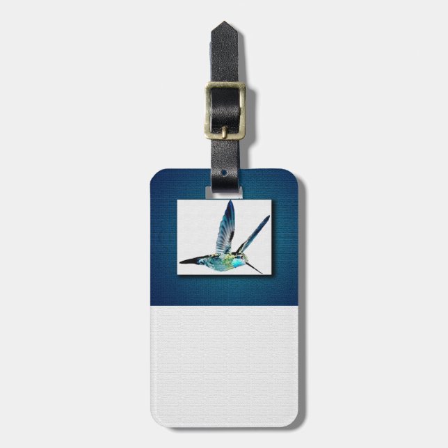 Blue Throated Hummingbird Luggage Tag (Front Vertical)