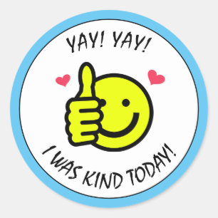 Blue Thumbs Up Smile Face Kind School Reward Classic Round Sticker