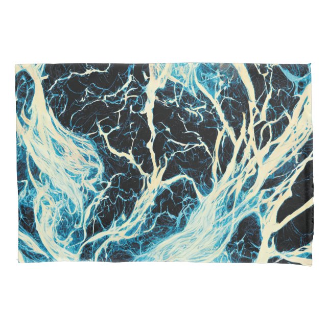 Blue Thunderstorm Lightning Pattern Pillowcase (Front)