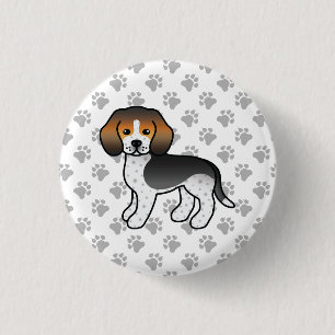 Blue Ticked Beagle Dog Cute Cartoon Drawing Paws 3 Cm Round Badge