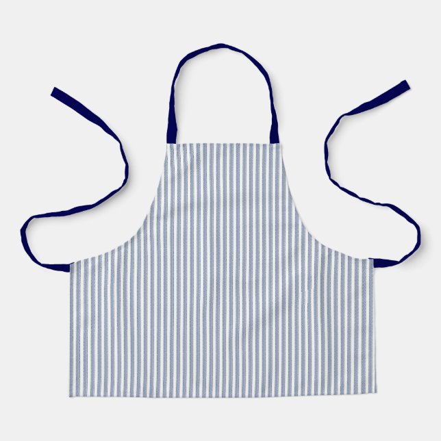 Blue ticking stripe Kids Apron (Front)