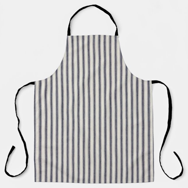 Blue Ticking Stripes Apron (Front)