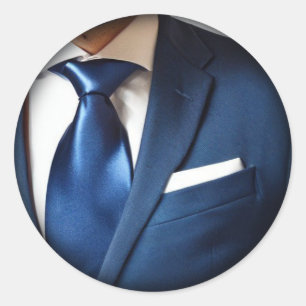 Blue Tie Classic Round Sticker