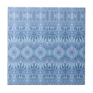 Blue Tie Dye 70's Style Pattern Ceramic Tile