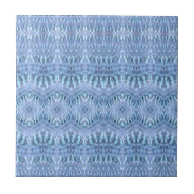 Blue Tie Dye 70's Style Pattern Ceramic Tile (Front)