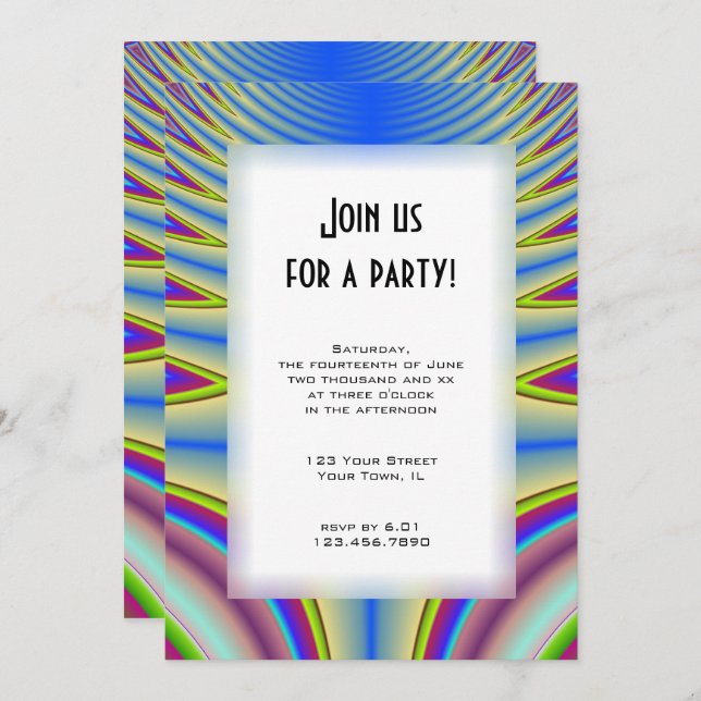 Blue Tie Dye All Purpose Party Invitation (Front/Back)