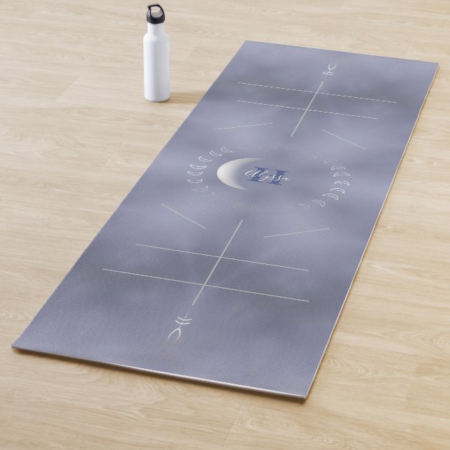 Blue Tie-Dye, Crescent Moon, Alignment Yoga Mat (In Situ)