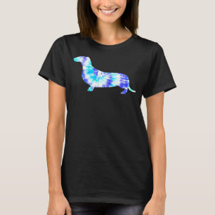Blue Tie Dye Dachshund Dog Hippie Peace Animal T-Shirt