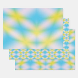 Blue Tie Dye Gradient Pattern Wrapping Paper Sheet