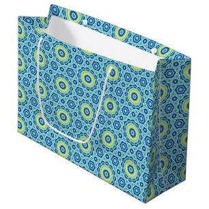 Blue Tie Dye Mandala Pattern Large Gift Bag