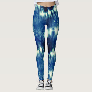 Blue tie dye pattern leggings