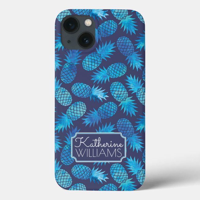Blue Tie Dye Pineapples | Add Your Name Case-Mate iPhone Case (Back)